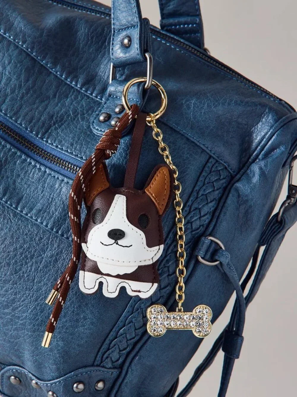 UO Corded Faux Leather Dog Keychain